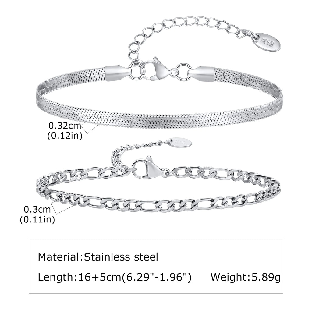 Lot de 3 Bracelets à Chaîne pour Homme – Acier Inoxydable Réglable, Style Minimaliste Hip-Hop