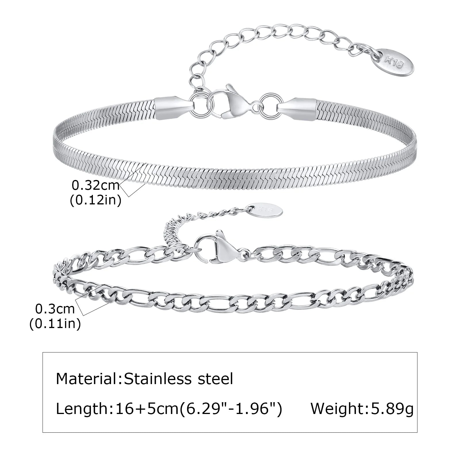Lot de 3 Bracelets à Chaîne pour Homme – Acier Inoxydable Réglable, Style Minimaliste Hip-Hop