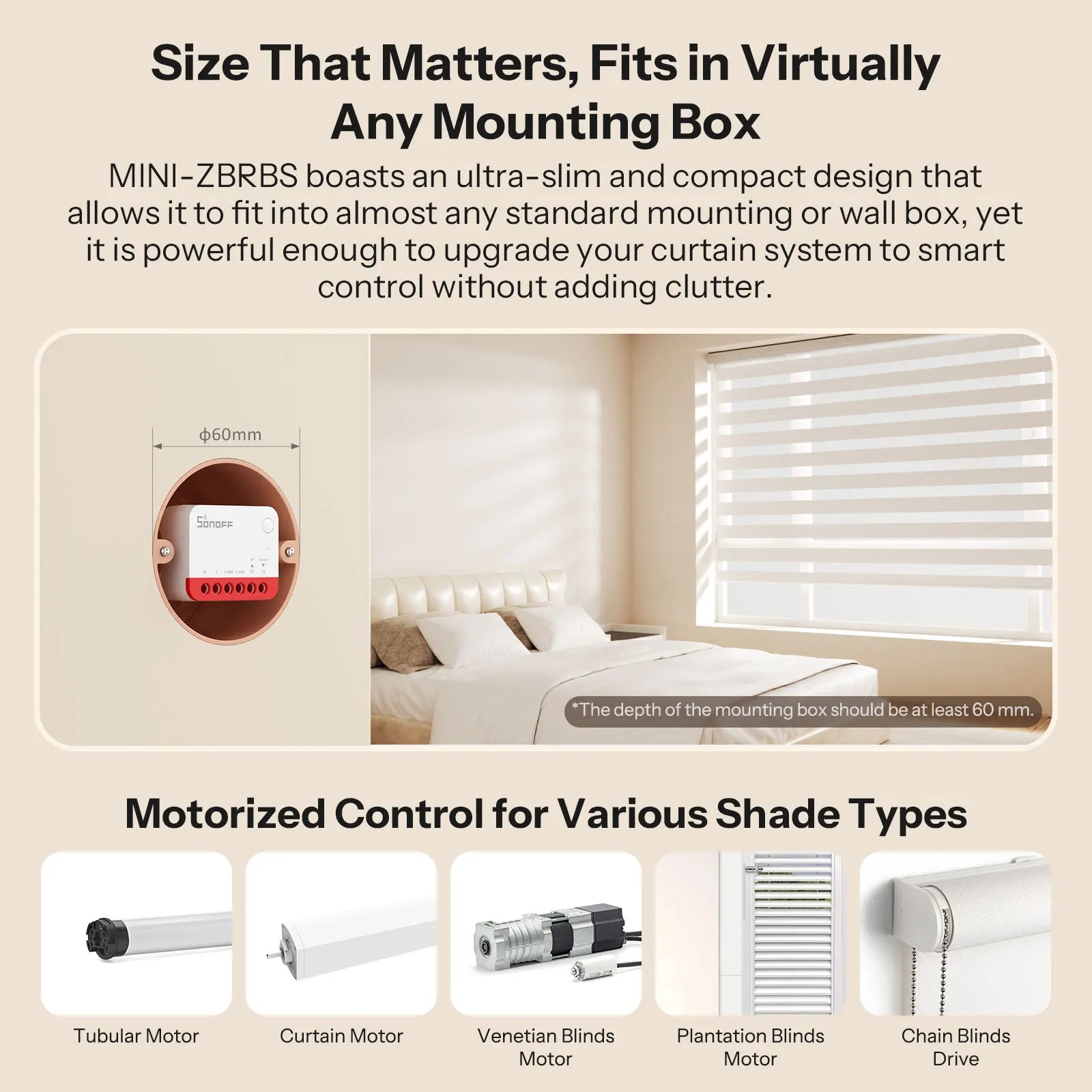 SONOFF MINI-ZBRBS – Interrupteur intelligent Zigbee pour volets roulants