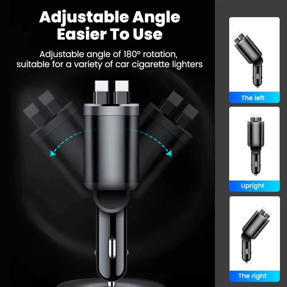 Chargeur de voiture rétractable 150W 5-en-1 – Charge rapide USB