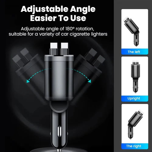 Chargeur de voiture rétractable 150W 5-en-1 – Charge rapide USB