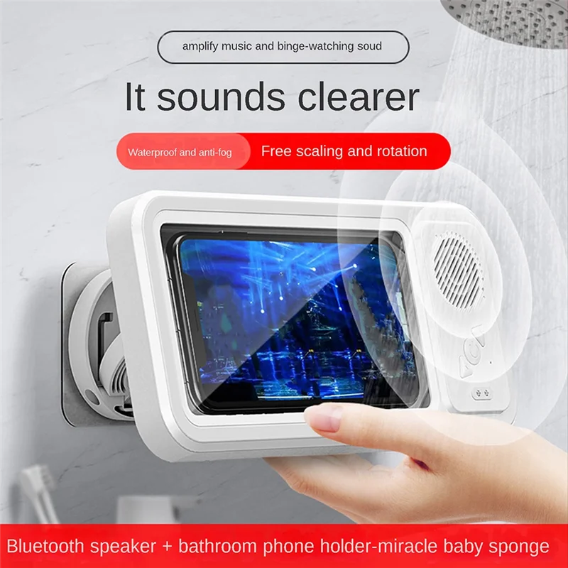 Coque Étanche pour Téléphone avec Haut-Parleur Bluetooth – Support Mural Anti-Buée pour Douche, Salle de Bain et Cuisine