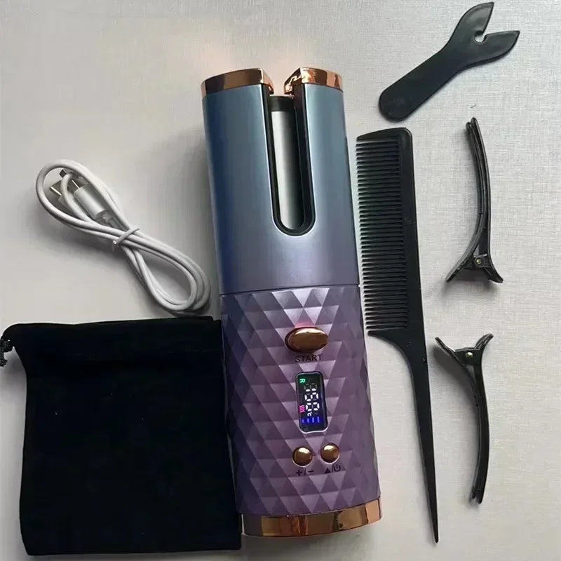 Bigoudi automatique sans fil USB – Fer à friser portable anti-brûlure