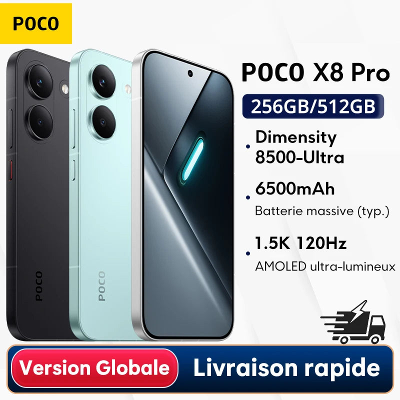 POCO X8 Pro – Smartphone 5G, 6500 mAh, Charge 100 W, Appareil photo 50 MP