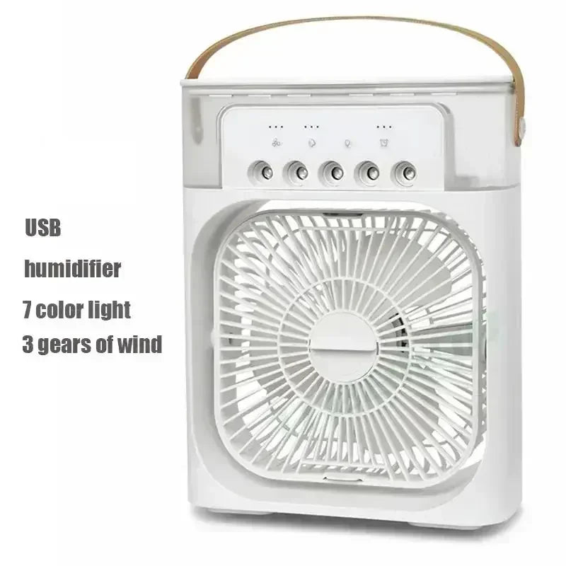 Mini climatiseur portable 3-en-1 – Ventilateur, humidificateur et refroidisseur d'air avec LED