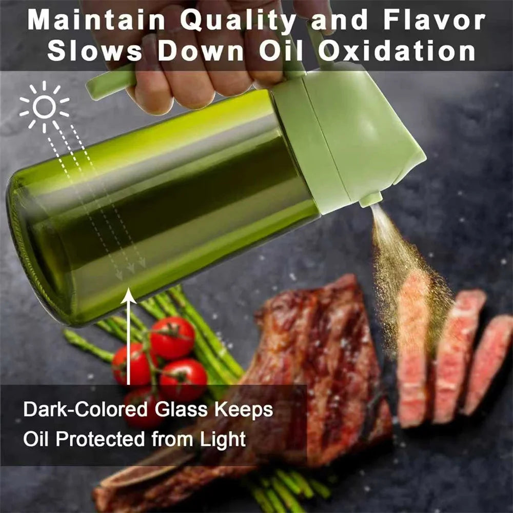 Pulvérisateur d'huile d'olive 2-en-1 – Vaporisateur et verseur en verre 470 ml