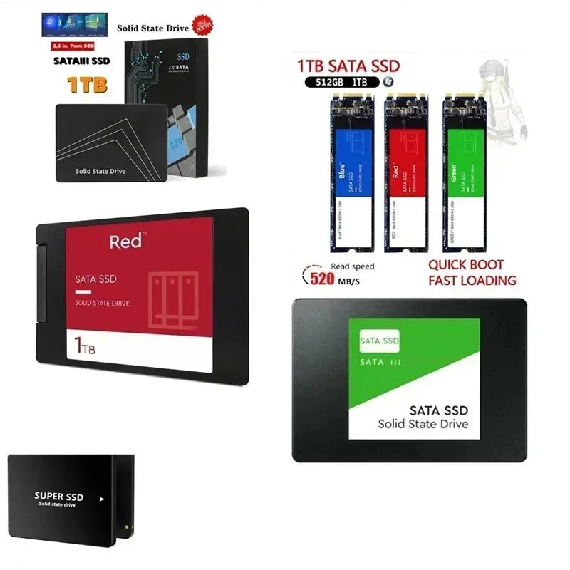 SSD SATA 2,5" Haute Vitesse – 500 Go, 1 To ou 2 To pour PC et ordinateur portable