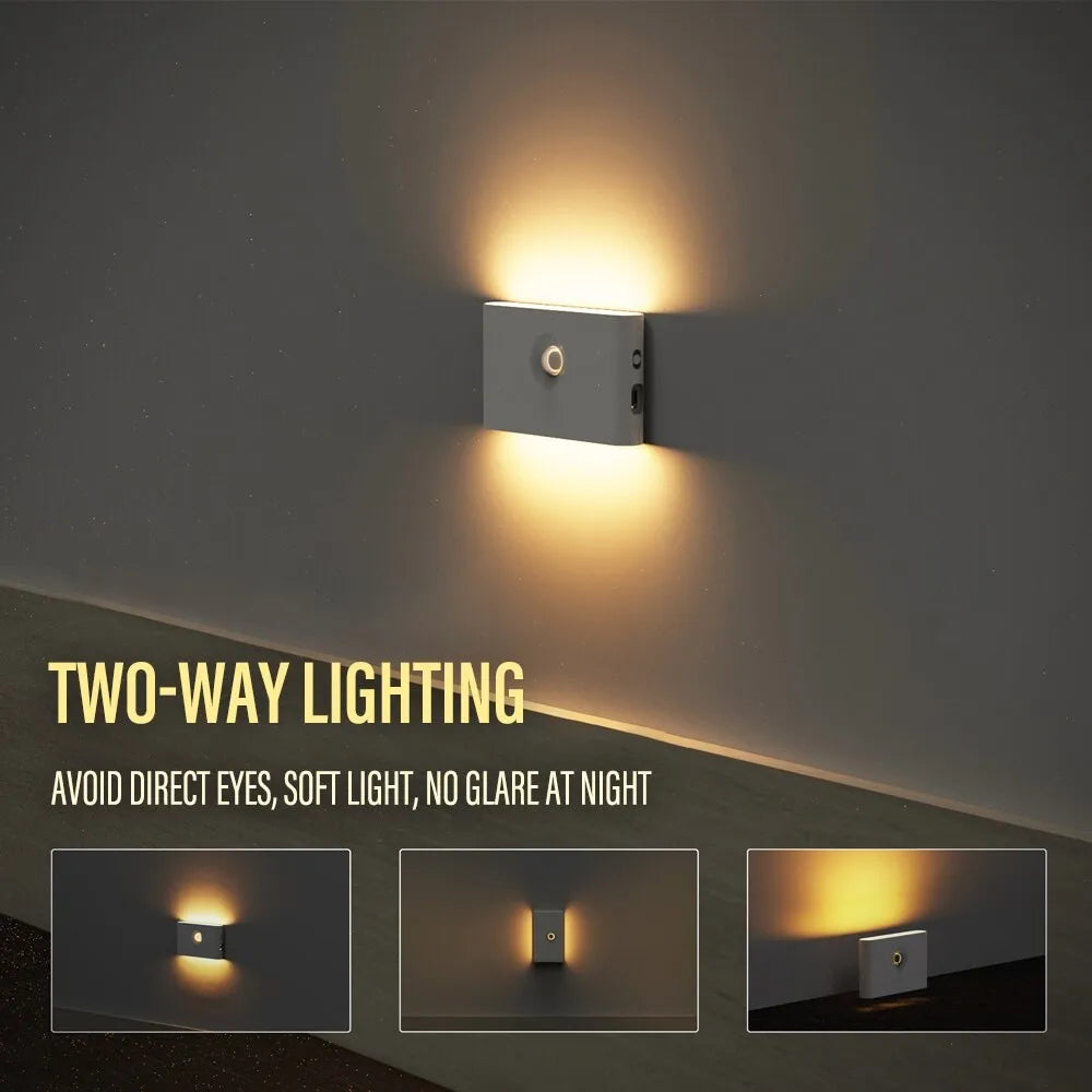 Lampe Murale LED avec Détecteur de Mouvement – Veilleuse Sans Fil Rechargeable USB-C, Éclairage Intelligent pour Chambre, Couloir et Salon
