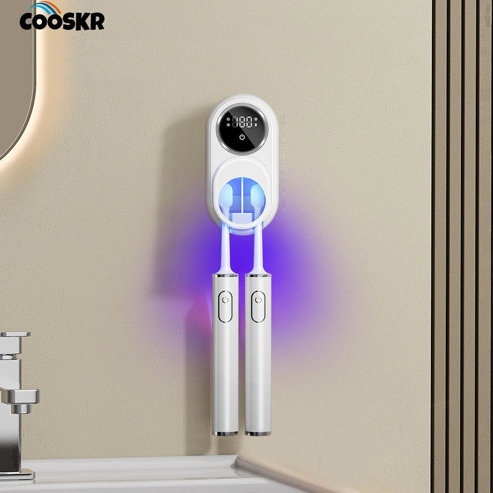 Porte-brosse à dents UV rechargeable USB – Stérilisateur mural avec séchage rapide