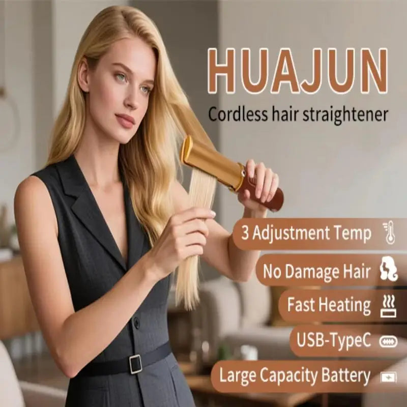 Lisseur sans fil en titane USB-C – Mini lisseur portable avec batterie 5000 mAh