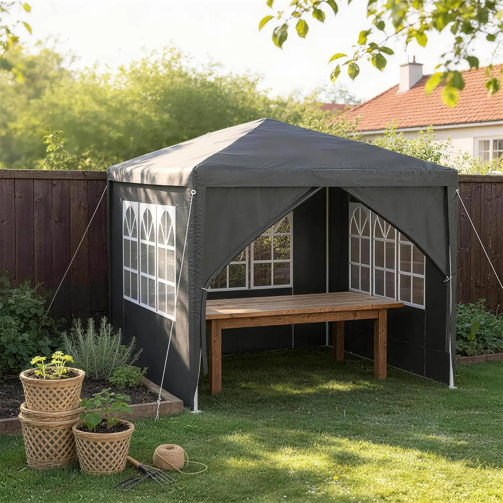 Tente de réception 3x3 / 3x6 / 3x9 m – Pavillon de jardin avec parois amovibles