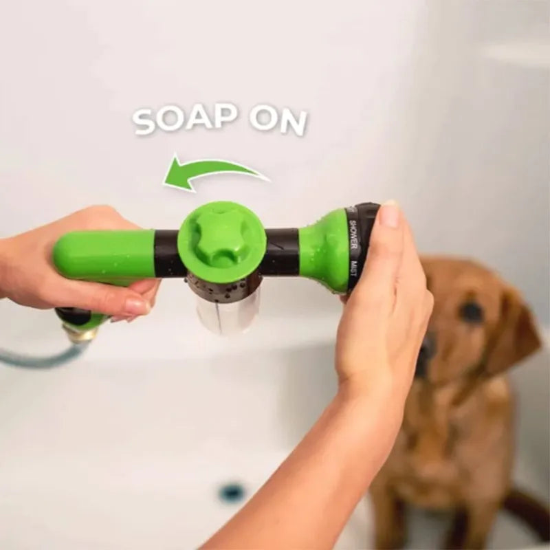 Pistolet de Douche Haute Pression pour Chien – Buse de Pulvérisation 3 Modes avec Réservoir à Savon, Outil de Lavage et Toilettage pour Animaux