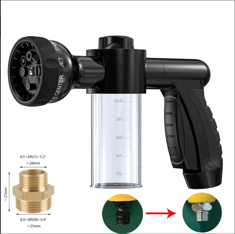 Pistolet de Douche Haute Pression pour Chien – Buse de Pulvérisation 3 Modes avec Réservoir à Savon, Outil de Lavage et Toilettage pour Animaux