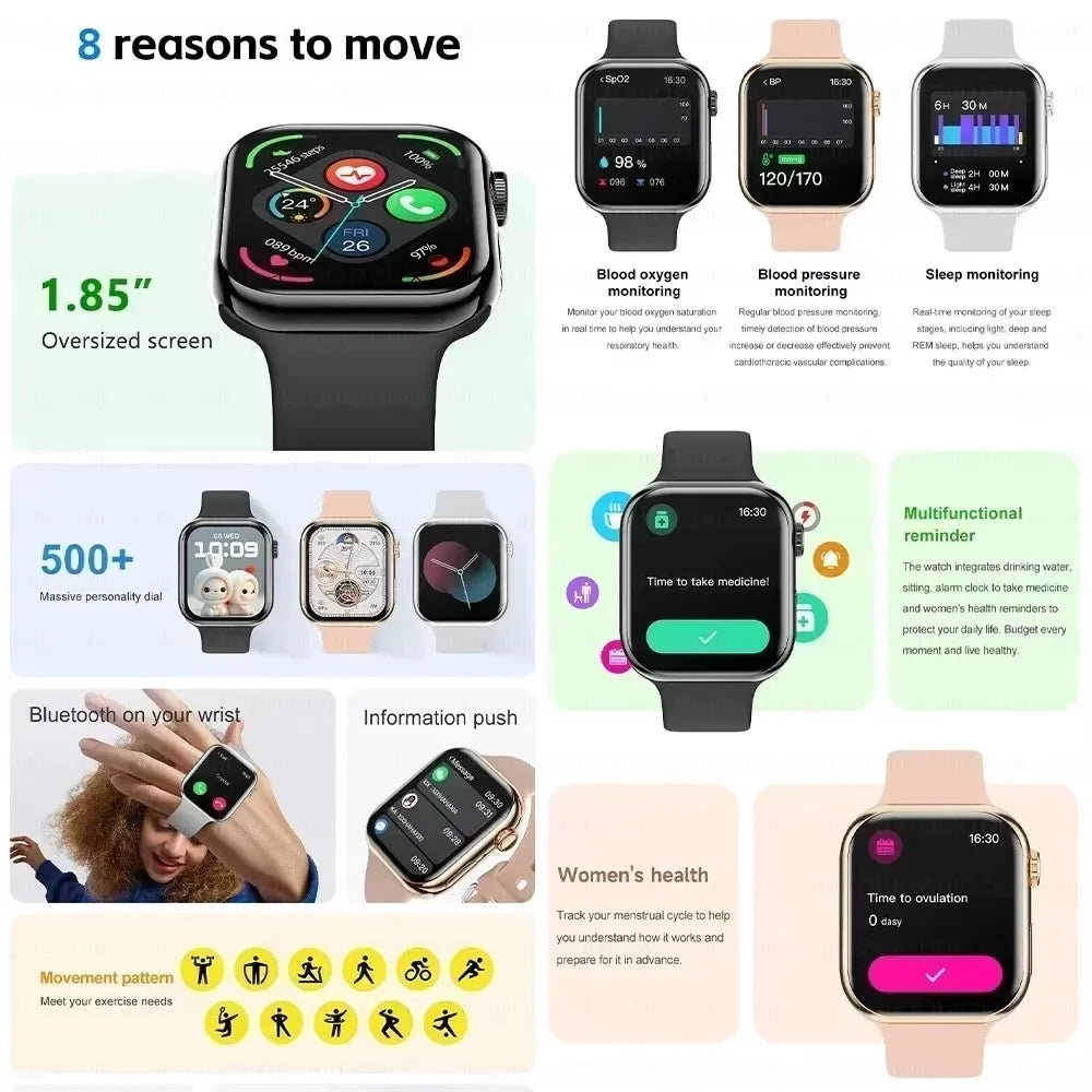Montre Connectée GPS Série 10 – Appels Bluetooth, Musique & Vidéo, NFC, Étanche, Suivi Santé, Compatible Android & iOS