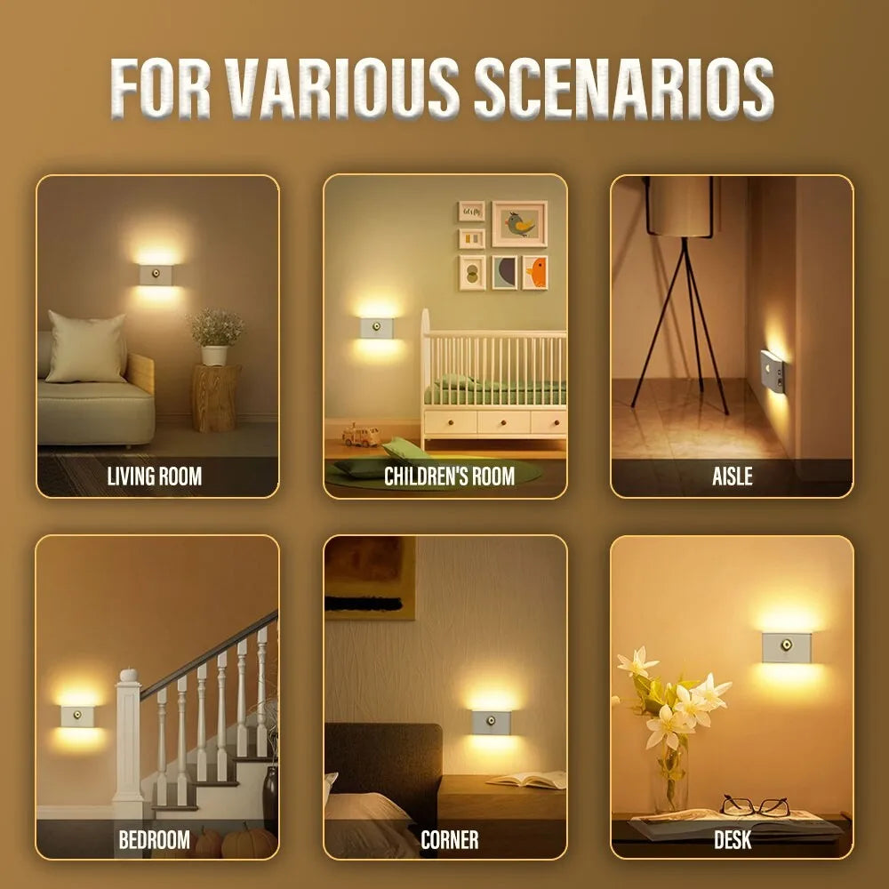 Lampe Murale LED avec Détecteur de Mouvement – Veilleuse Sans Fil Rechargeable USB-C, Éclairage Intelligent pour Chambre, Couloir et Salon
