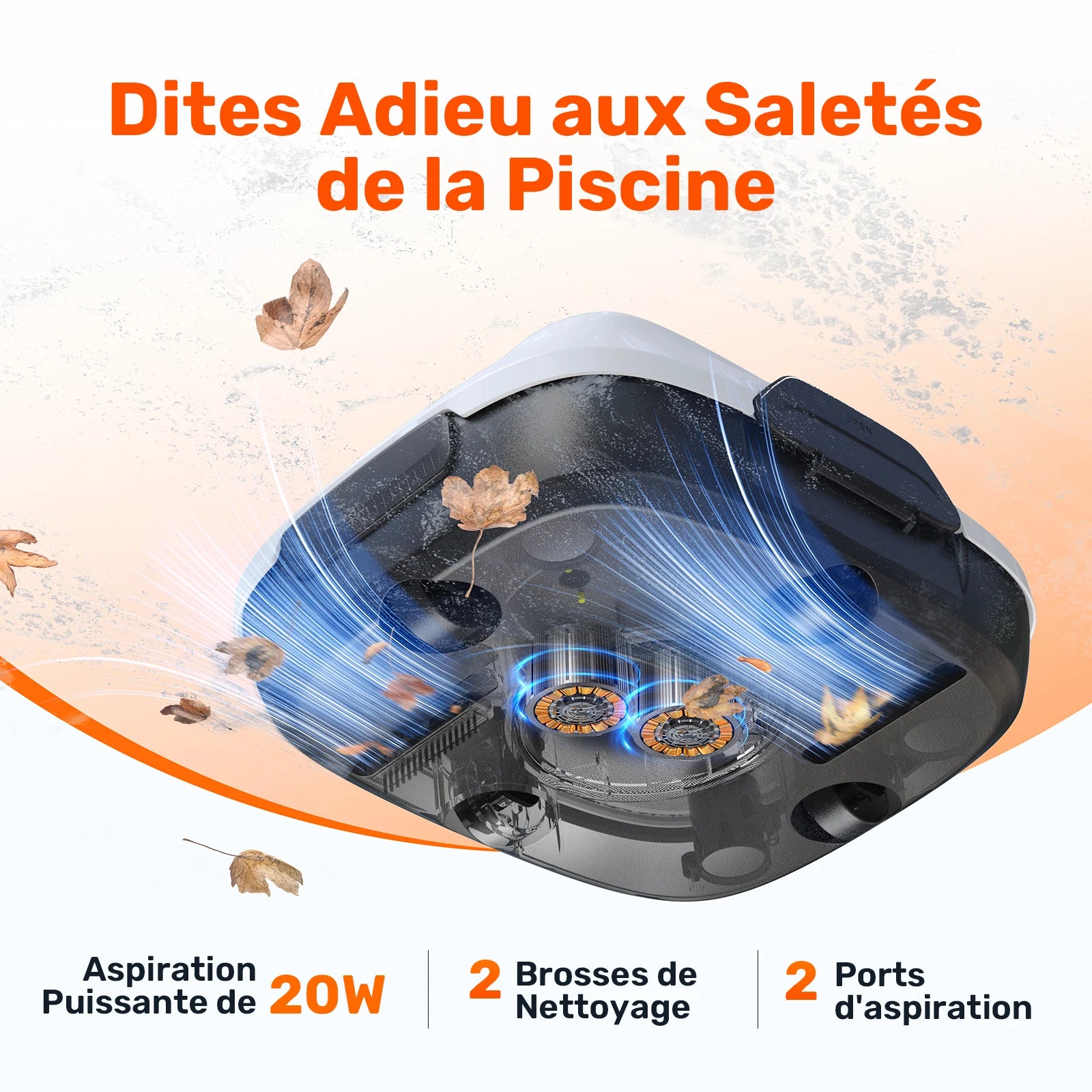 Robot piscine sans fil 2026 – Aspirateur automatique avec 80 min d'autonomie