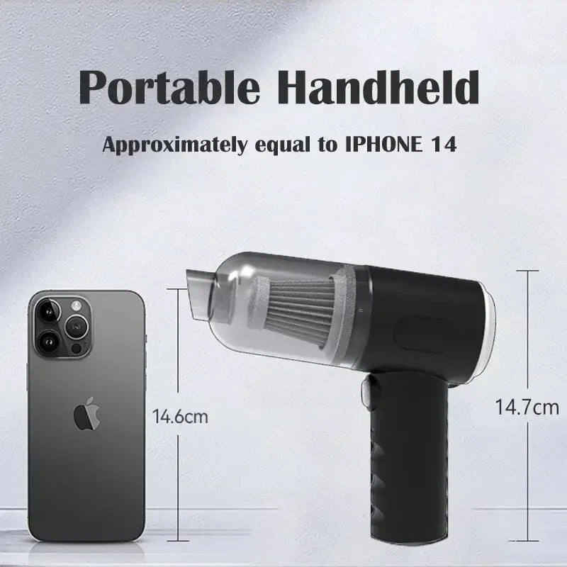 Aspirateur de Voiture Sans Fil 9000Pa – Mini Aspirateur Portable USB 1200mAh, Nettoyage Humide & Sec pour Voiture et Maison