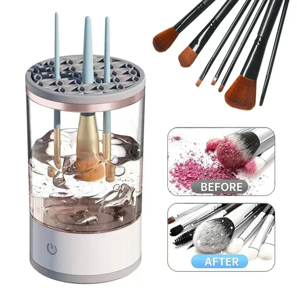 Nettoyeur électrique de pinceaux de maquillage 3-en-1 USB – Lavage et séchage rapide
