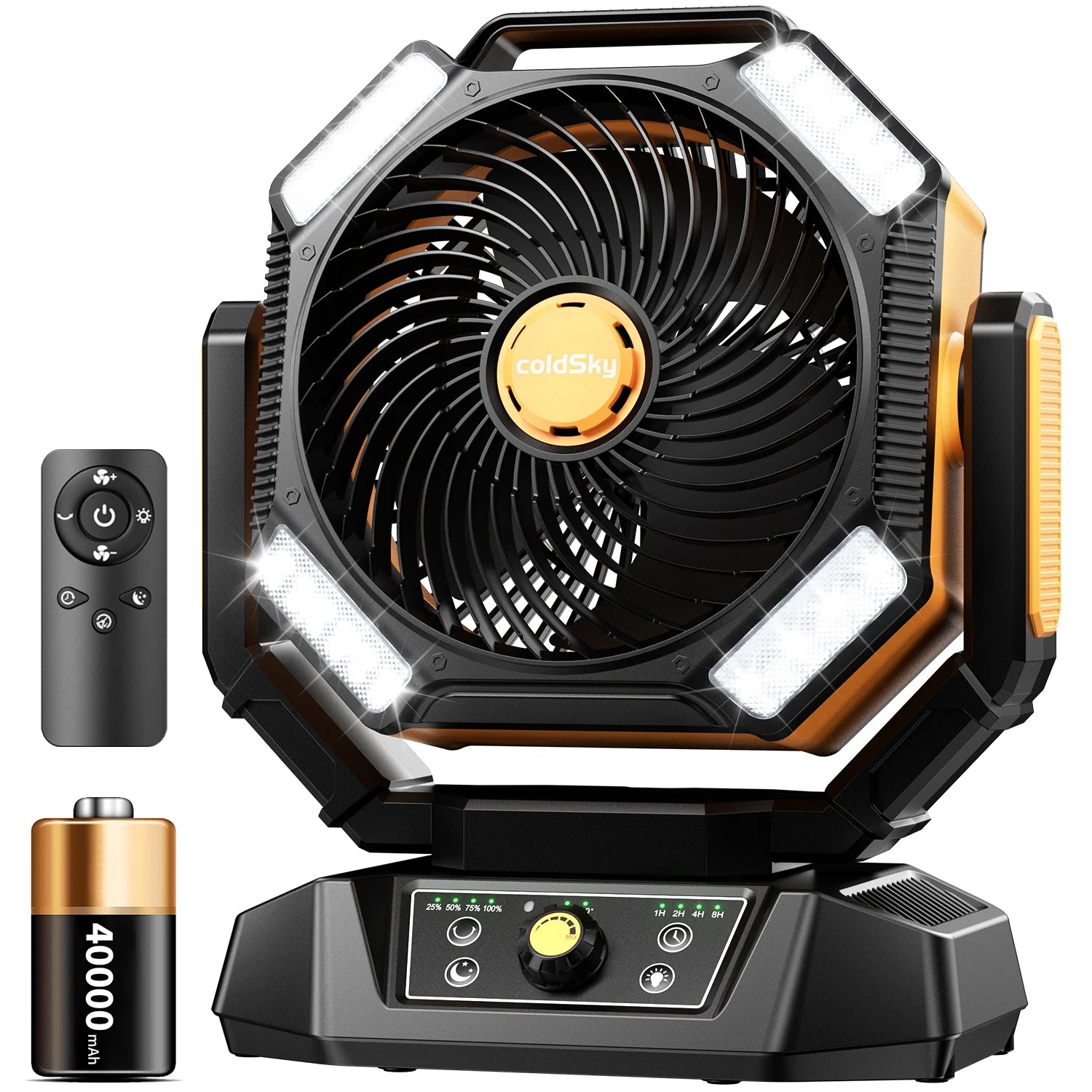 Ventilateur de camping 20 000 mAh avec LED – Portable et rechargeable