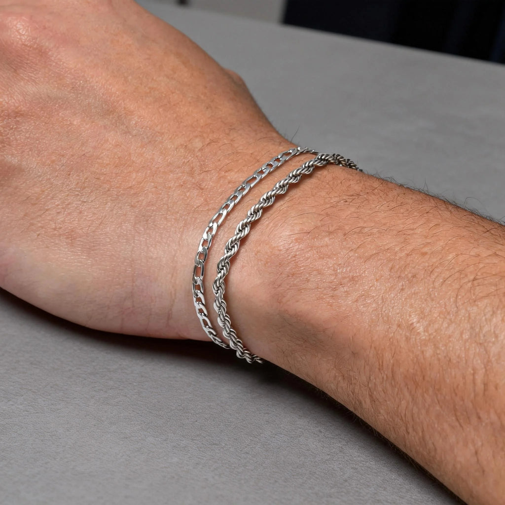Lot de 3 Bracelets à Chaîne pour Homme – Acier Inoxydable Réglable, Style Minimaliste Hip-Hop