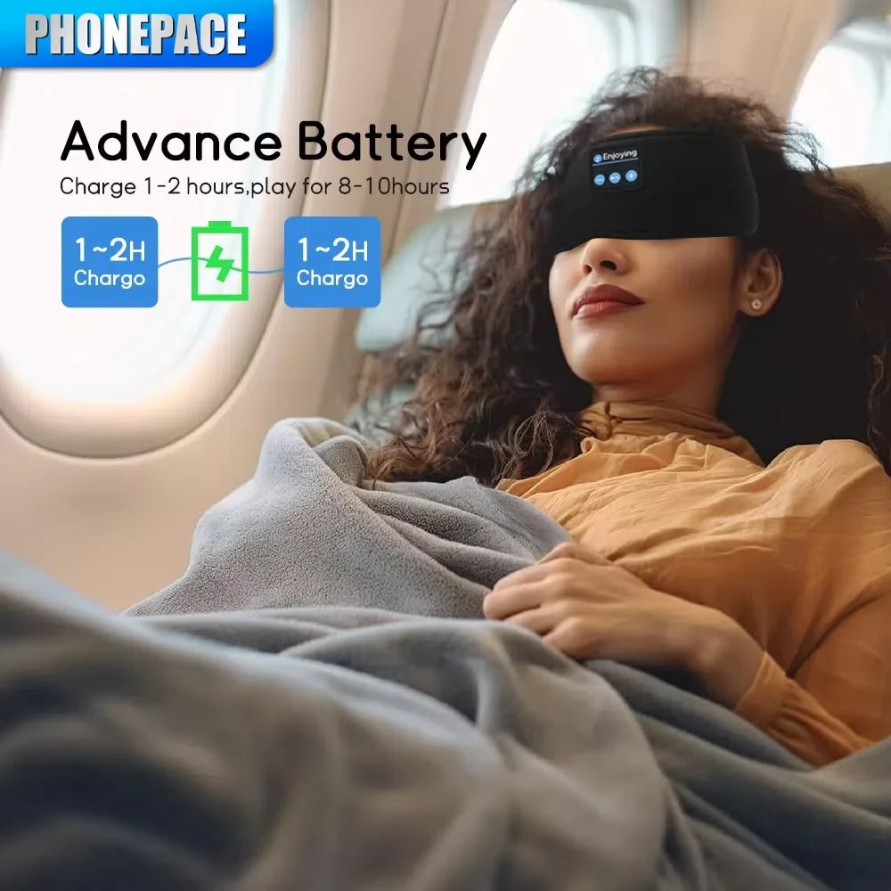HOMEFISH Bandeau Bluetooth avec Écouteurs Sans Fil – Masque de Sommeil, Casque Audio Sport, Confortable pour Dormir, Voyager et Faire du Sport