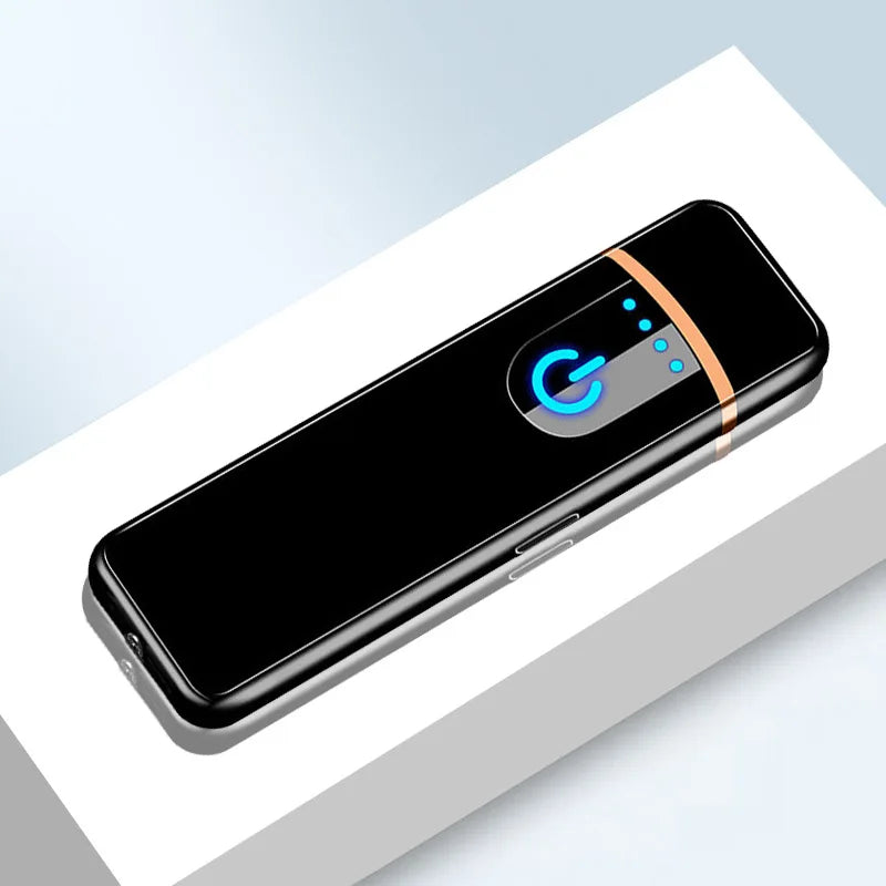 Briquet Électrique à Arc Rechargeable USB-C – Briquet Coupe-Vent en Métal avec Écran LED, Allume-Bougie et Allume-Cigarette Portable