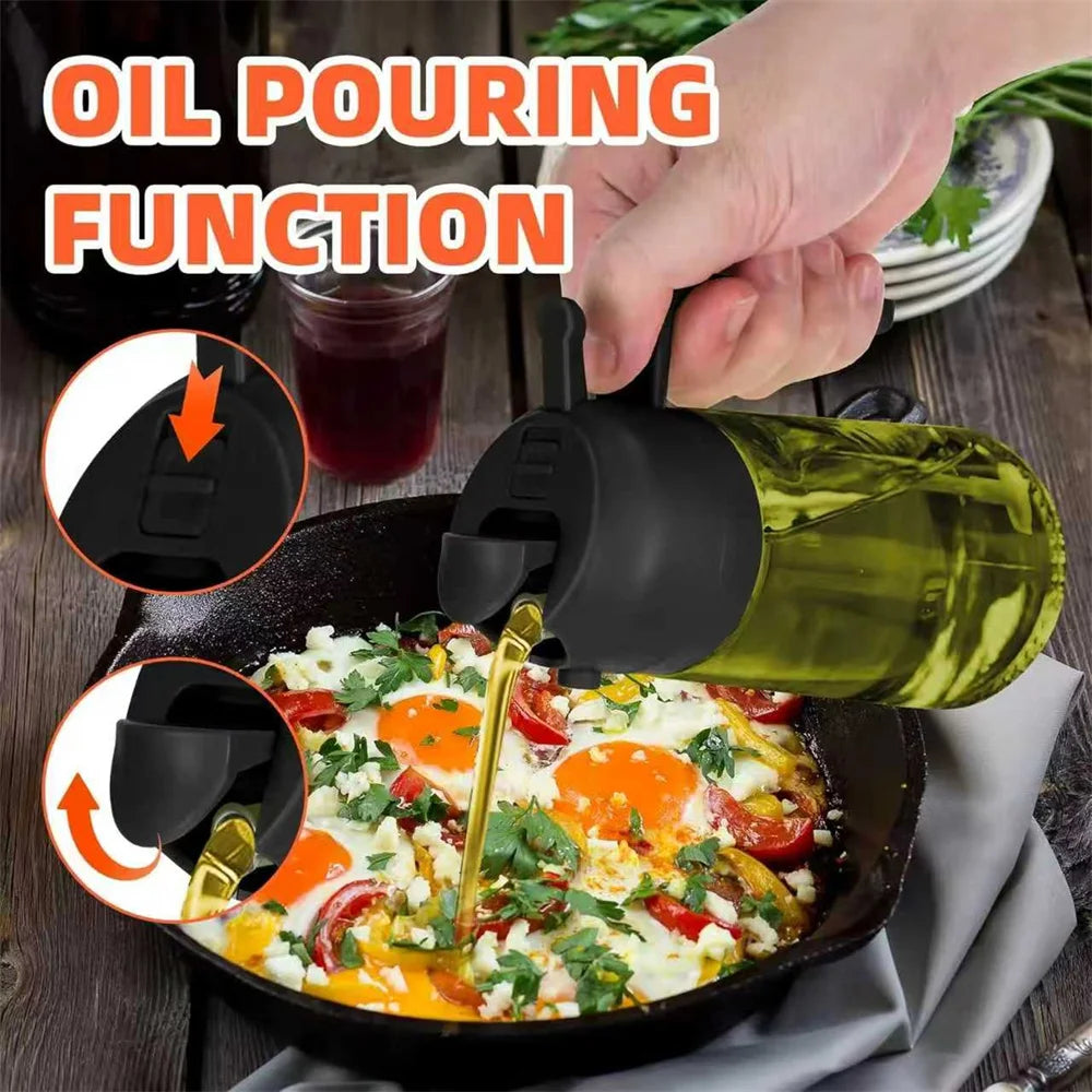 Pulvérisateur d'huile d'olive 2-en-1 – Vaporisateur et verseur en verre 470 ml