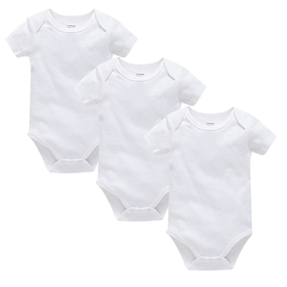 Lot de 3 ou 5 Bodies Bébé en Coton – Manches Courtes, Unis, Doux et Confortables, 0 à 24 Mois