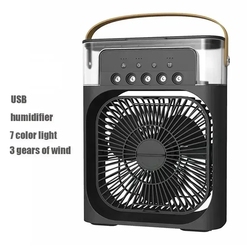Mini climatiseur portable 3-en-1 – Ventilateur, humidificateur et refroidisseur d'air avec LED
