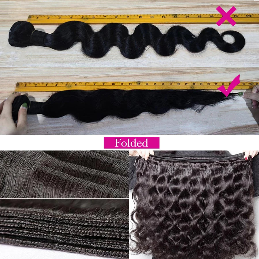 Tissage Body Wave 100 % Cheveux Humains Brésiliens – 12 à 32 Pouces