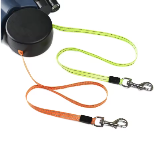 Laisse Double Automatique pour Chiens – Laisse Rétractable 2-en-1 pour Promenade de Deux Chiens
