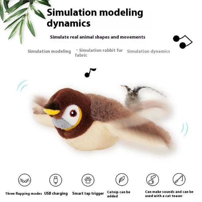 Jouet Oiseau Battant pour Chat – Jouet Interactif avec Mouvement Réaliste pour Divertissement