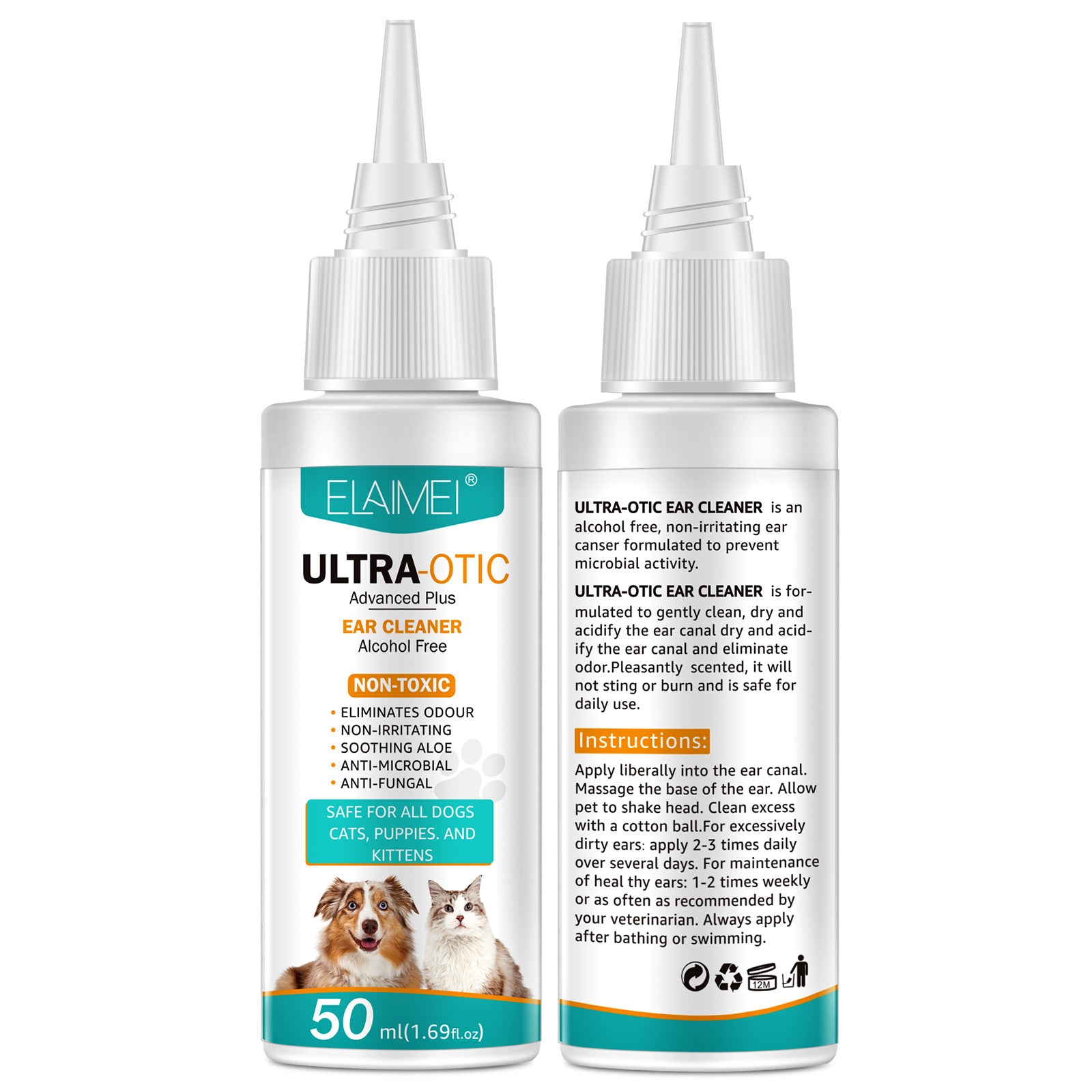 Nettoyant pour Oreilles d’Animaux 50 ml – Solution Douce pour Chiens et Chats