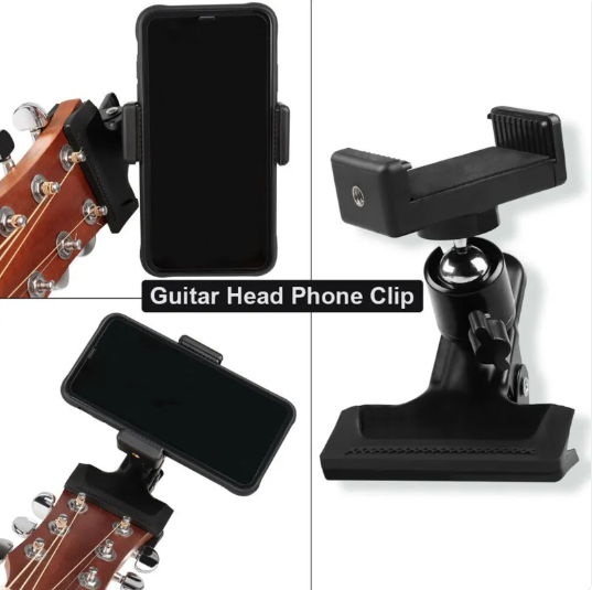Support de Téléphone pour Guitare – Clip Réglable pour Partition, Tablatures et Enregistrement