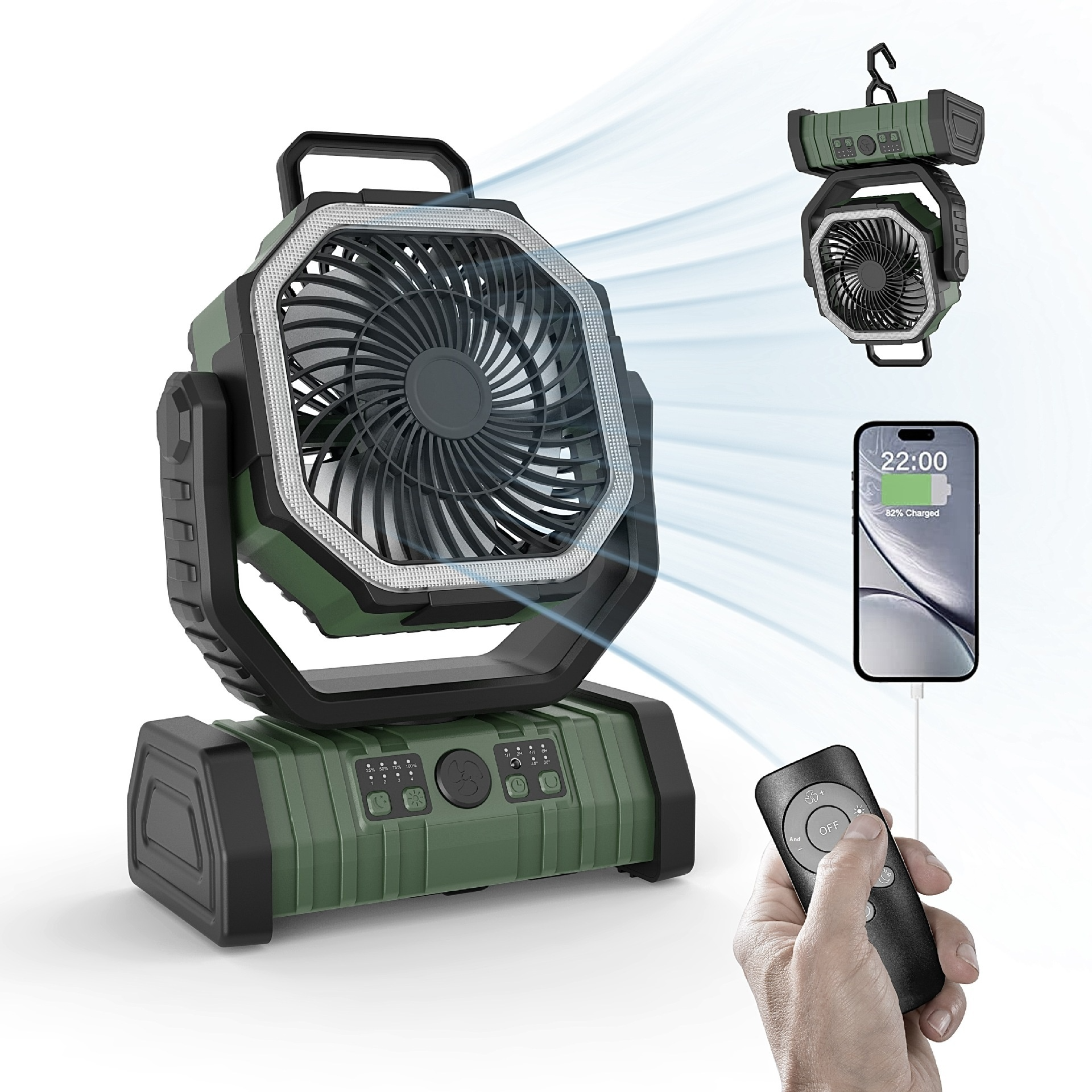 Station d'Énergie Portable avec Lampe LED et Ventilateur – Batterie Externe Multifonction pour Camping et Extérieur