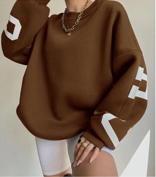 Haut Femme Épais Imprimé – Sweat Décontracté à Manches Longues, Style Tendance et Confortable