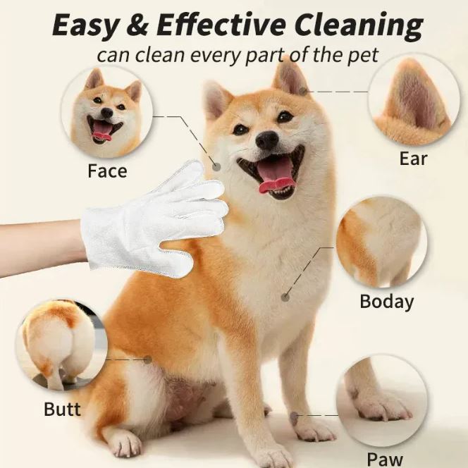 Gants et Lingettes de Nettoyage pour Animaux – Toilettage Doux pour Chiens et Chats