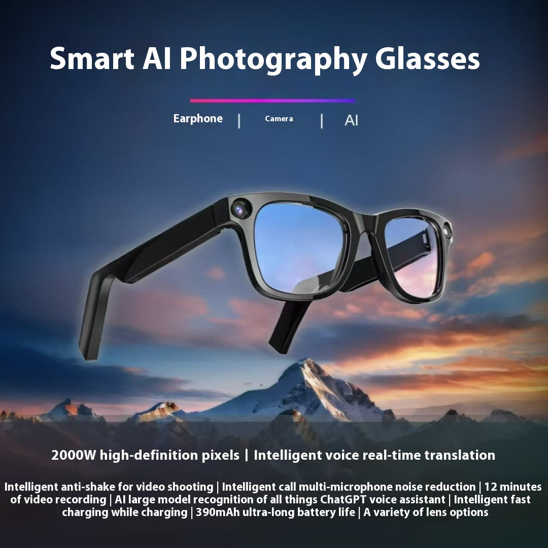 Lunettes Intelligentes avec Caméra IA – Smart Glasses Connectées, Capture Photo/Vidéo et Fonctions Assistées