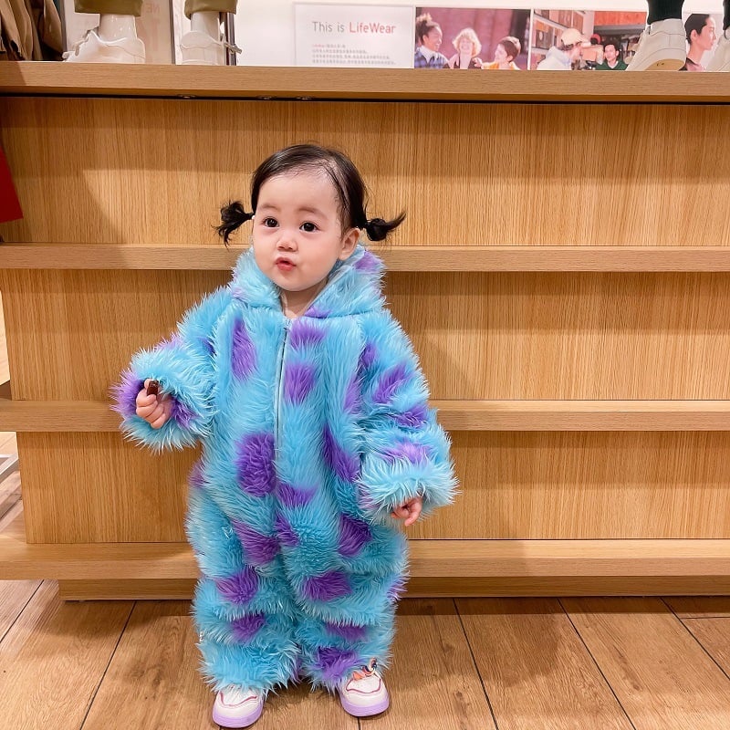 Combinaison Bébé à Capuche avec Fermeture Zippée – Motif Animal, Douce et Confortable